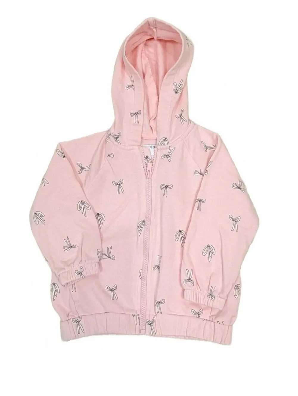 Old Navy‎ Girls Size 3T Pink Bow Print Zip Up Hoodie Sweatpants Jogger Set 2PC